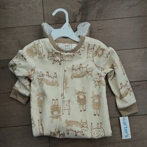 Carter's Cream and Brown Animal Print Baby Sleeper